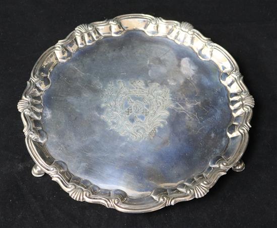 A George II silver salver by William Peaston, London, 1752, 15 oz.